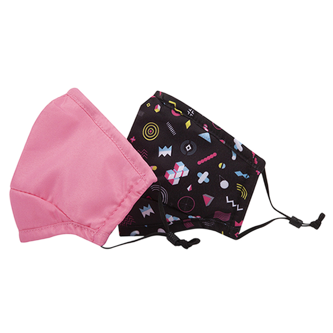 SWISS MOBILITY KIDS FABRIC MASKS COTON PINK/BLACK 2PK
