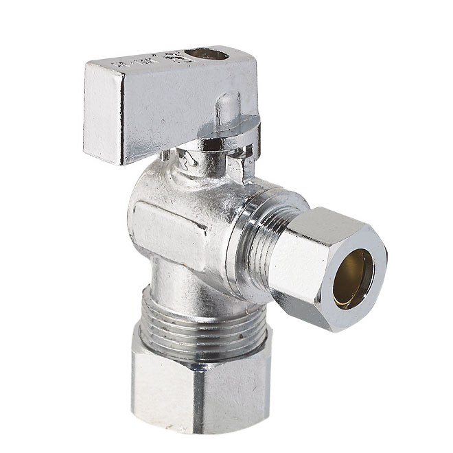 AQUA-DYNAMIC 1/4T ANGLE BALL VALVE NO/LD COMP BRASS 5/8ODx3/8OD COMP