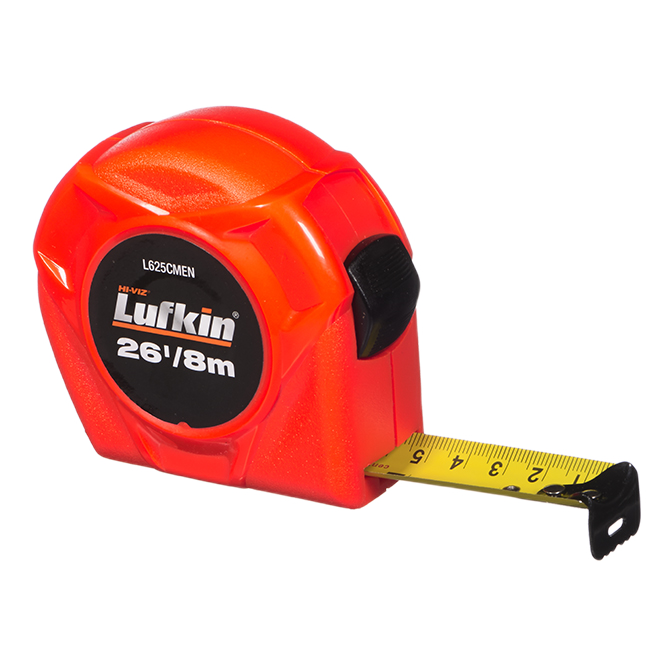 LUFKIN METRIC/IMPER MEASURING TAPE STEEL ORANGE 1"x26' 8M