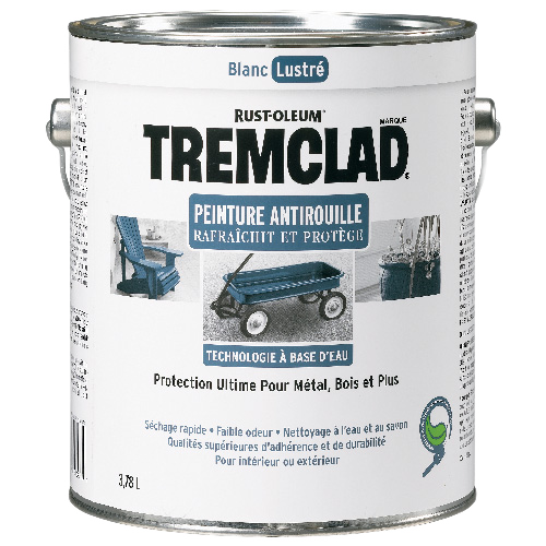 TREMCLAD GLOSS ANTIRUST PAINT WATER BASE WHITE 3.78LT