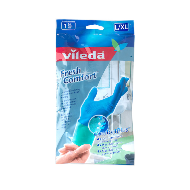 VILEDA LARGE/XLARGE GLOVES LATEX X-THIN BLUE