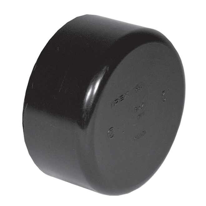 IPEX HUB PERMANENT CAP ABS-DWV BLACK 1 1/2"