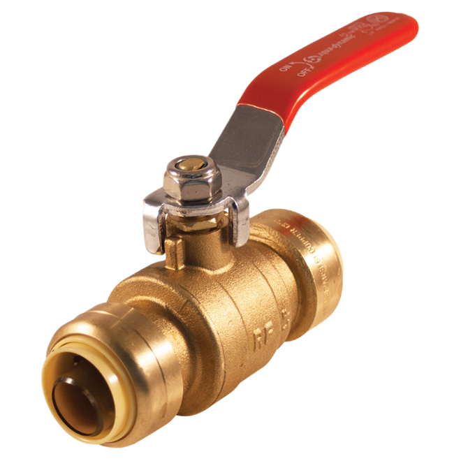 AQUA-DYNAMIC PUSH-FIT BALL VALVE BR. NO LEAD BRONZE/RED 3/4"