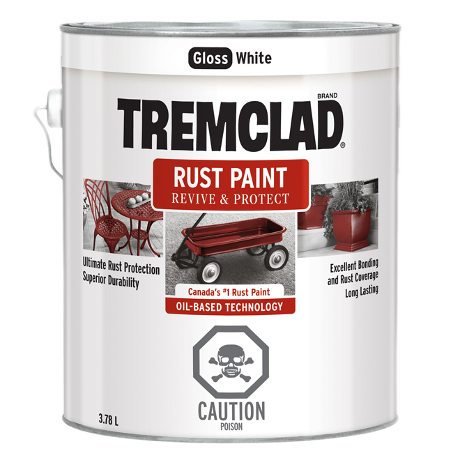 TREMCLAD GLOSS FINISH RUST PAINT GLOSS WHITE 3.78L