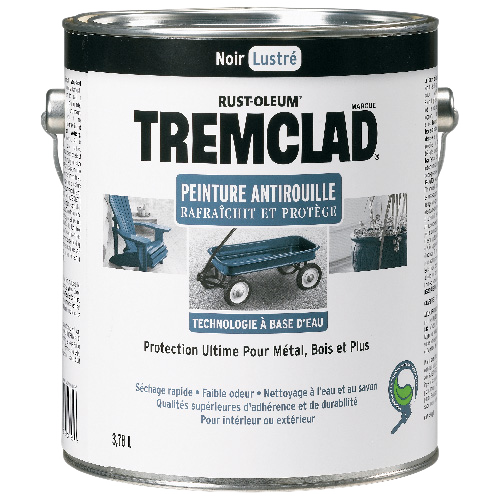 TREMCLAD GLOSS ANTIRUST PAINT WATER BASE GLOSS BLACK 3.78LT