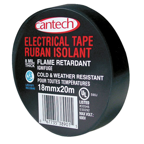 CANTECH CSA ELECTRIC TAPE VINYL BLACK 18MMX20MX8TS