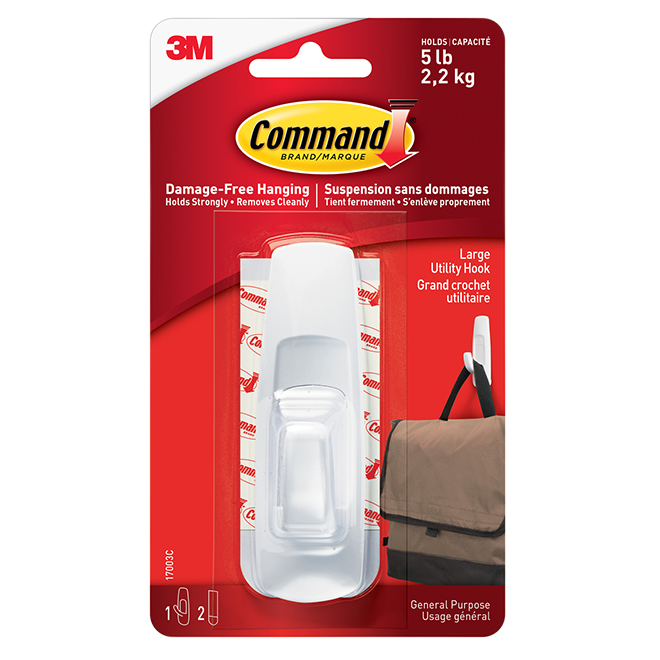 COMMAND REUSABLE S-ADHESIVE HOOK PLASTIC WHITE GRANDXCR/1