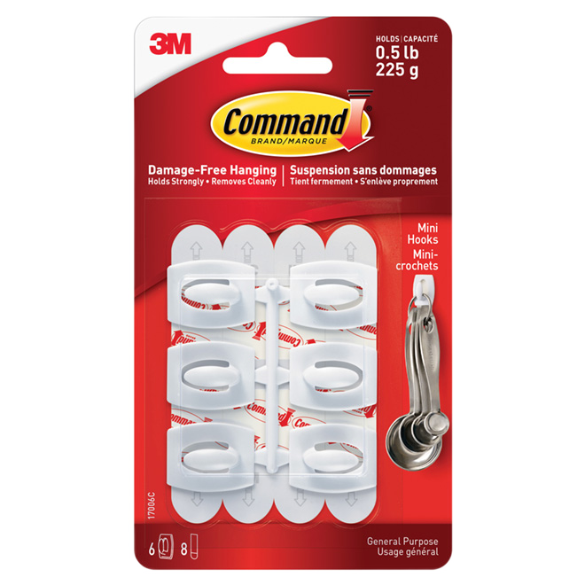 COMMAND REUSABLE S-ADHESIVE HOOK PLASTIC WHITE MINIXCR/6