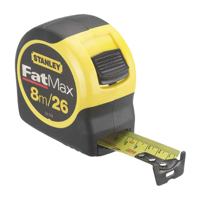 STANLEY FATMAX IMPER/METRIC MEASURING TAPE RUBBER BLACK/YW 1 1/4'X26'/8M