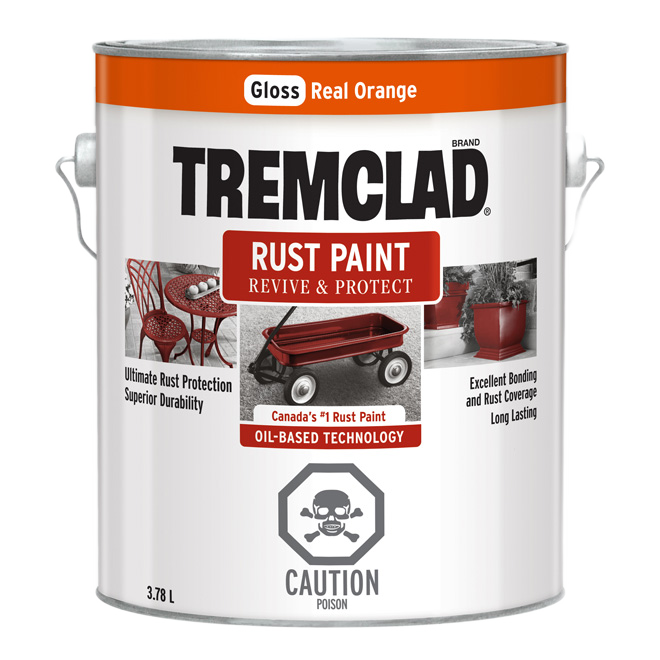 TREMCLAD GLOSS ANTIRUST PAINT OIL BASED TRUE ORANGE 3.78L