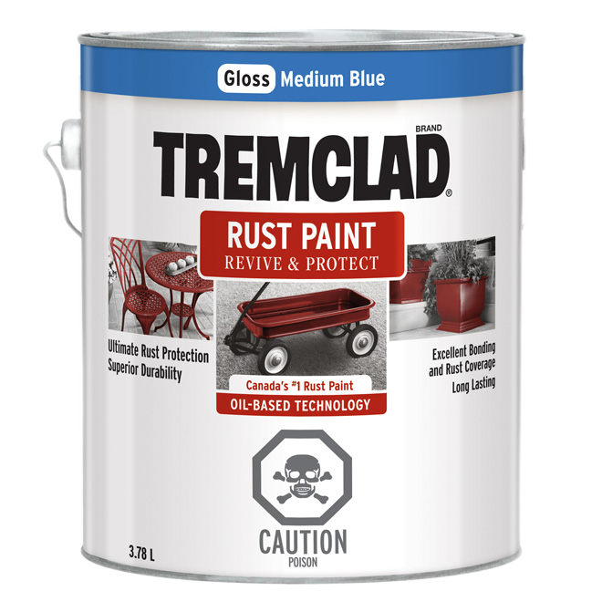 TREMCLAD GLOSS ANTIRUST PAINT OIL BASED MEDIUM BLUE 3.78L