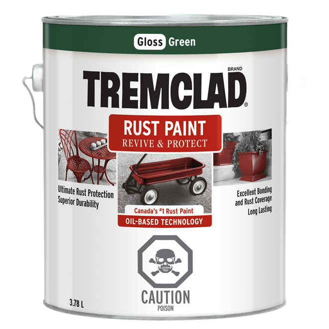 TREMCLAD GLOSS ANTIRUST PAINT OIL BASED GREEN 3.78L