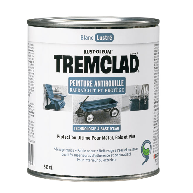 TREMCLAD GLOSS ANTIRUST PAINT WATER BASE WHITE 946ML