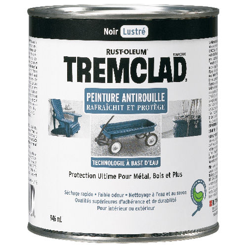 TREMCLAD GLOSS ANTIRUST PAINT WATER BASE GLOSS BLACK 946ML