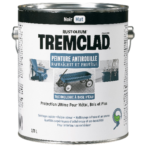 TREMCLAD FLAT ANTIRUST PAINT WATER BASE BLACK MATTE 3.78LT