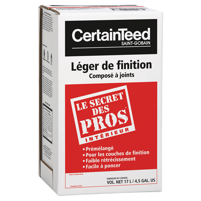 CERTAINTEED LITE TOPPING JOINT COMPOUND PRE MIXED WHITE 17L