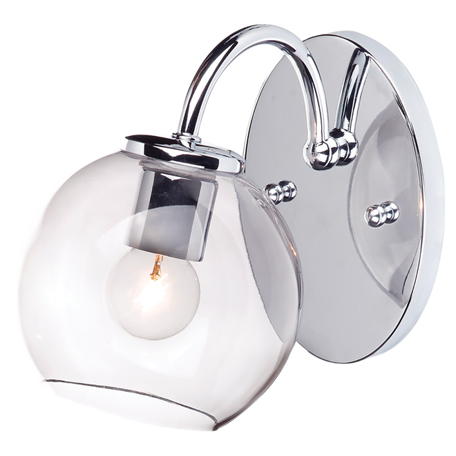 GLOBE ELECTRIC NAUTICAL WALLSCONCE LIGHT METAL/GLASS CHROME 60W