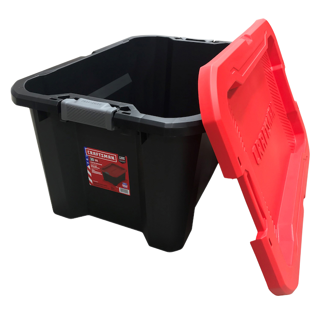 CRAFTSMAN LATCHING LID STORAGE BOX PLASTIC BLACK 30GA 75L