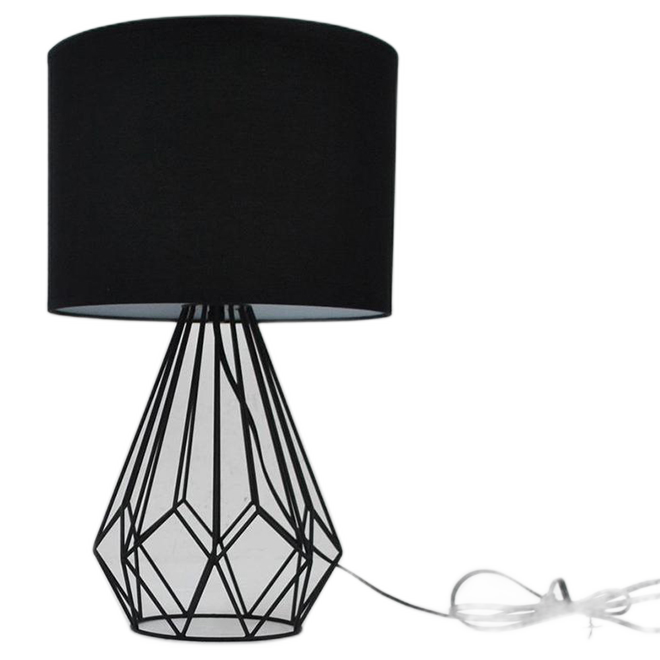 ALLEN + ROTH TABLE LAMP STEEL/FABRIC BLACK 12.5x20.65"