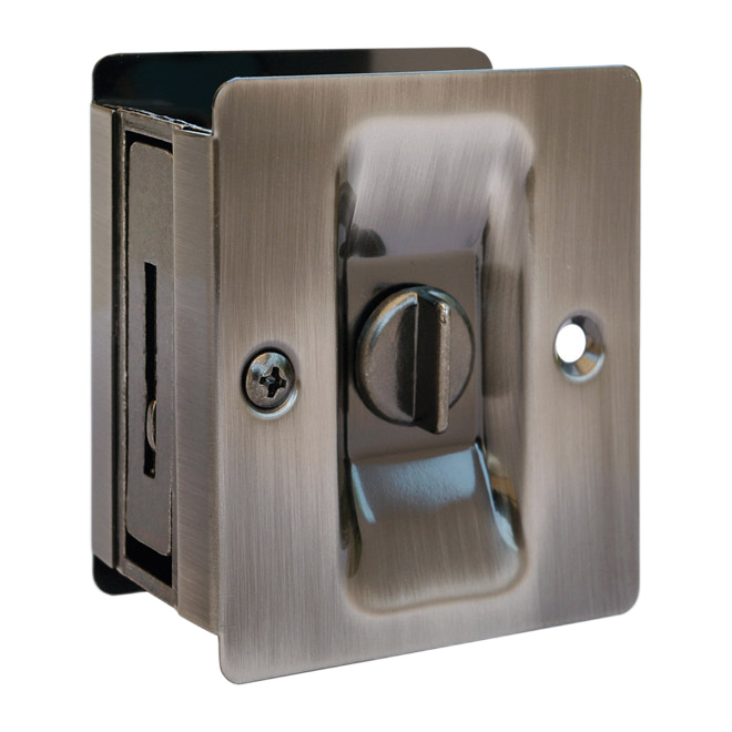 CONCEPT SGA POCKET DOOR PRIVACY KNOB SQU. STEEL PEWTER 2 1/2x2 3/4x1 3/8"