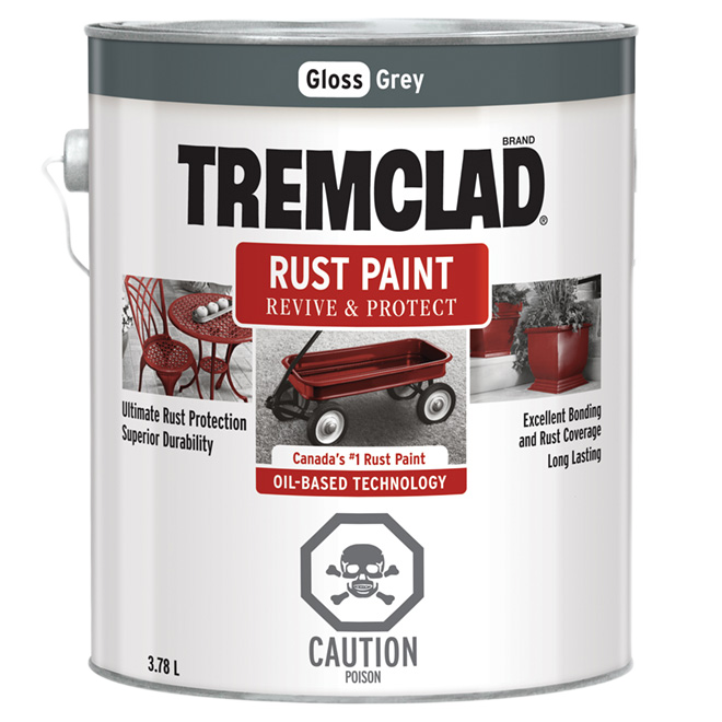 TREMCLAD GLOSS FINISH RUST PAINT GREY 3.78L