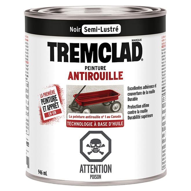 TREMCLAD SEMI-GLOSS RUST PAINT OIL BASE BLACK 946ML