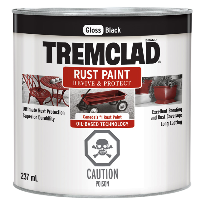 TREMCLAD GLOSS FINISH RUST PAINT GLOSS BLACK 237ML