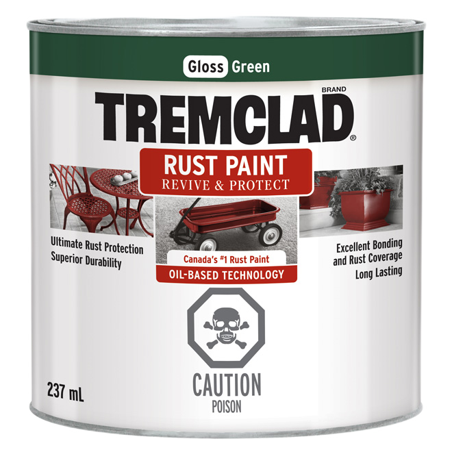 TREMCLAD GLOSS FINISH RUST PAINT GREEN 237ML