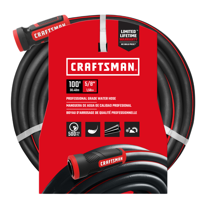 CRAFTSMAN PROFESSIONAL HOSE PVC RESIN RED/BLACK 100'x5/8"