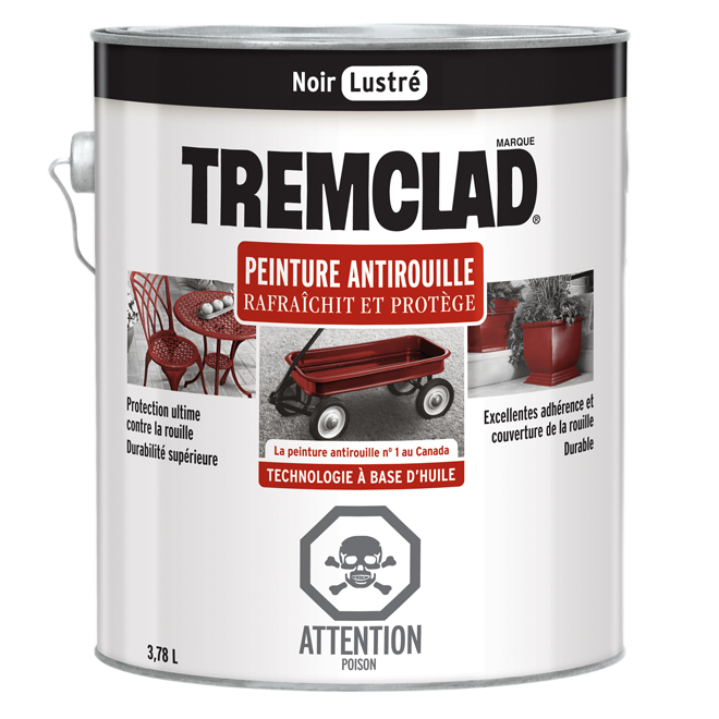 TREMCLAD GLOSS FINISH RUST PAINT GLOSS BLACK 3.78L