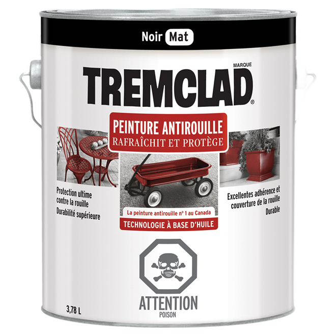 TREMCLAD FLAT FINISH RUST PAINT BLACK MATTE 3.78L