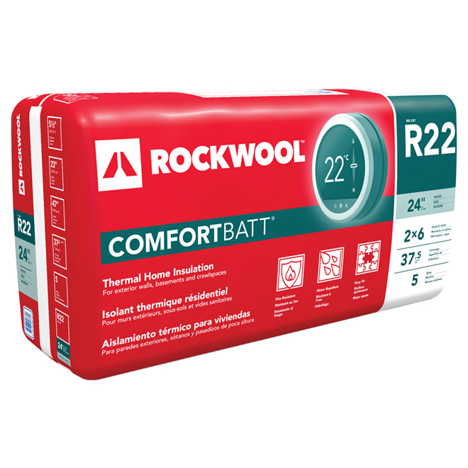 ROCKWOOL R22/WOOD COMFORTBATT 37.5SQ STONE WOOL 5.5x23x47"