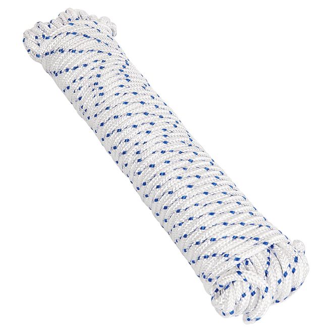 BEN-MOR BRAIDED CLOTHESLINE POLYESTER WHITE/BLUE 1/4"x100'