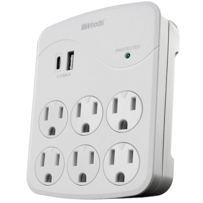 WOODS 6 OUTLET OUTLET ADAPTER PLASTIC WHITE