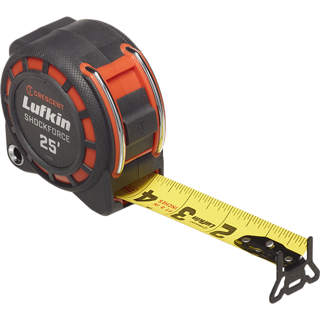 LUFKIN SHOCKFORCE MEASURING TAPE STEEL ORANGE 1 3/16"x25'