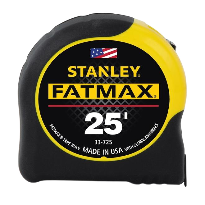 STANLEY FATMAX IMPERIAL MEASURING TAPE RUBBER BLACK/YW 1 1/4"x25'