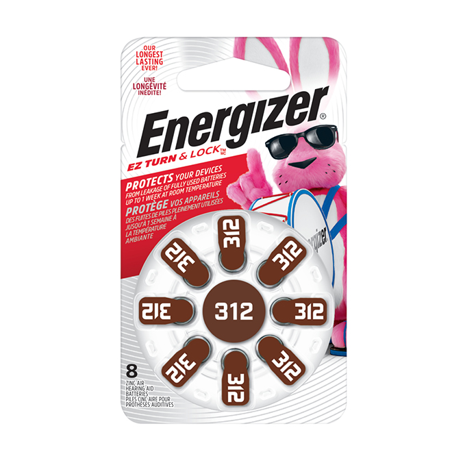 ENERGIZER CODE312 HEARING BATTERY BROWN PK8