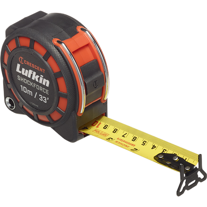 LUFKIN SHOCKFORCE MEASURING TAPE STEEL ORANGE 1-3/16"x33'