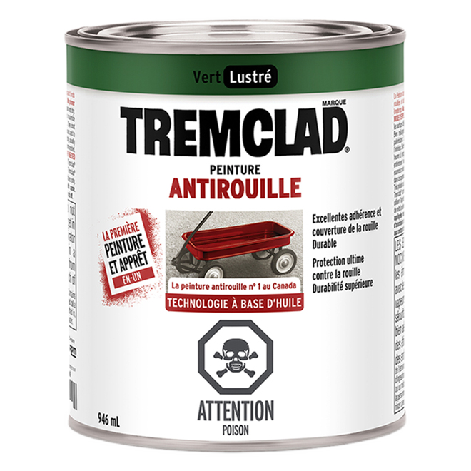 TREMCLAD GLOSS FINISH RUST PAINT GREEN 946ML