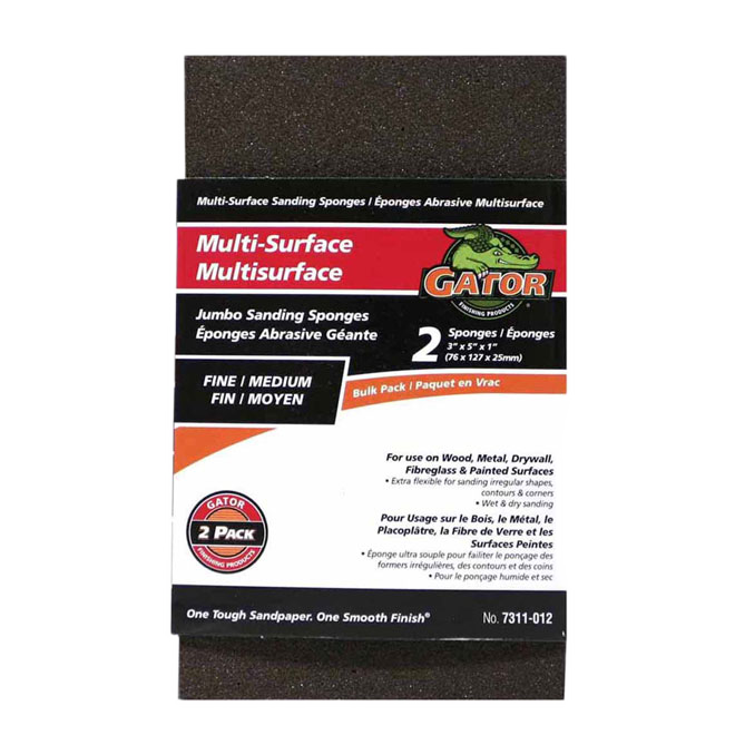 RUST-OLEUM FINE/MEDIUM SANDING SPONGE ABRAS.FOAM GREY 3x5"xPK2