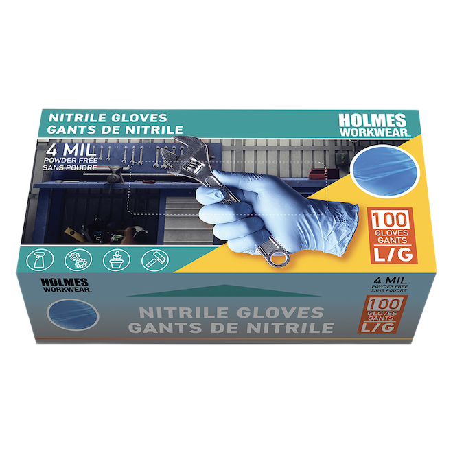 HOLMES NITRILE GLOVE 100PK 4M LG