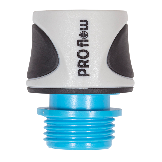 PRO FLOW MALE HOSE CONNECTOR PLASTIC GY/BK/BL 12MM