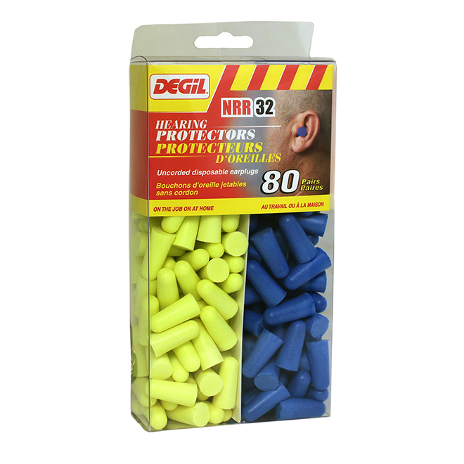 DEGIL SAFETY EAR PLUG PVC/POLY. BLUE/GREEN BX80