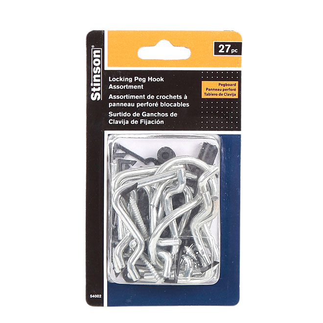 STINSON FR PEGBOARD PEG HOOKS ALUM/STEEL 27PC