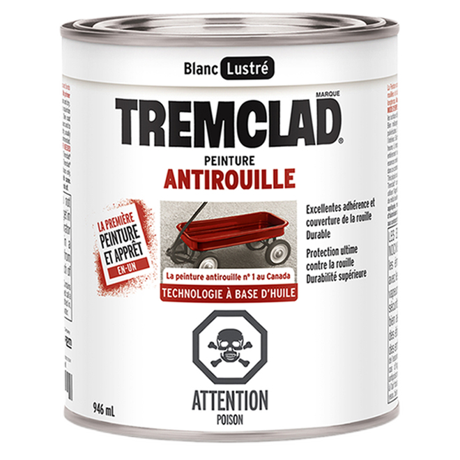 TREMCLAD GLOSS FINISH RUST PAINT GLOSS WHITE 946ML