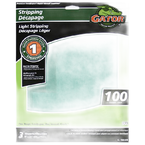 GATOR PREMIUM SANDPAPER ALUM.OXIDE GREEN 9x11"xPK3xGT100