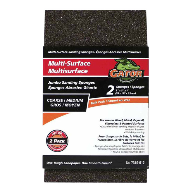 RUST-OLEUM COARSE/MED SANDING SPONGE ABRAS.FOAM GREY 3x5"xPK2