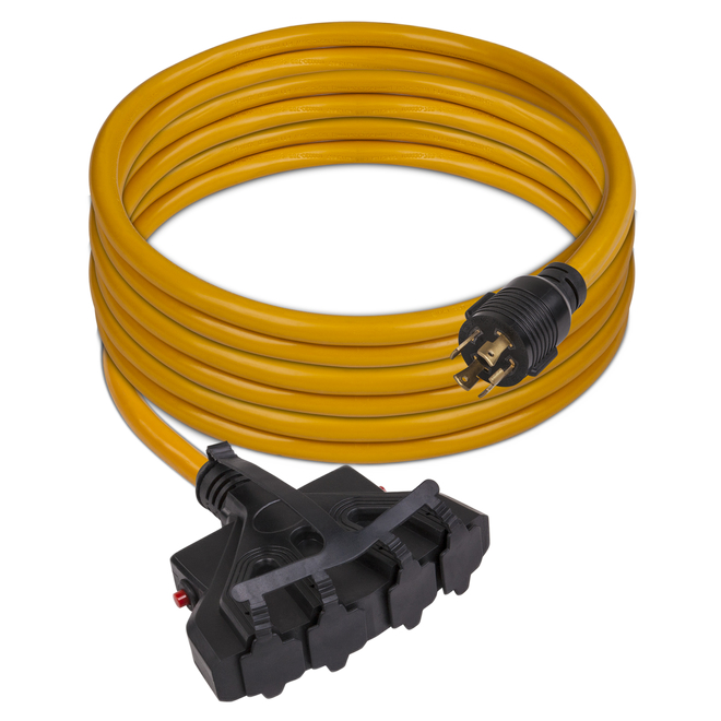 FIRMAN L14-30P TO 4 POWER CORD POLY VINYL YELLOW 25'