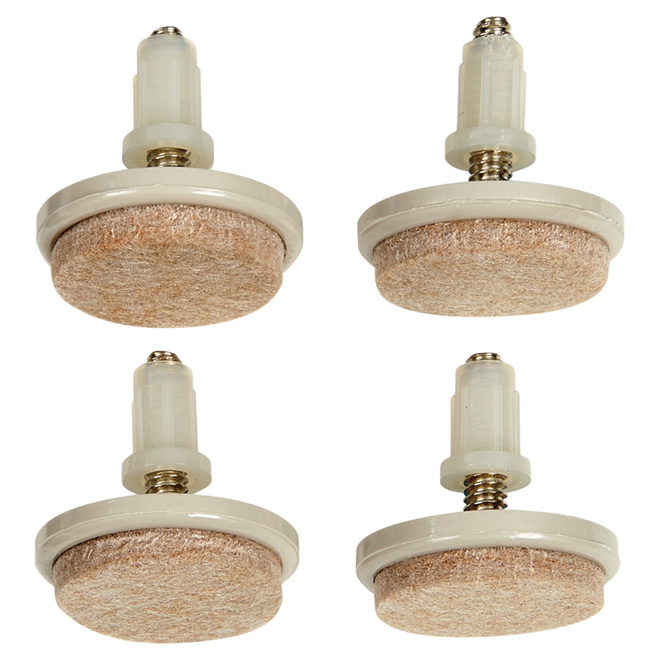 FELTAC ROUND/ADJUST FELT GLIDE PLASTIC BEIGE 1.25IDx1.5ODx4PK