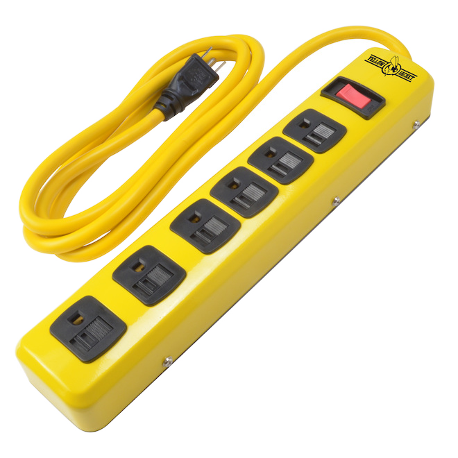 YELLOW JACKET 6 OUTLET POWER BAR STEEL YELLOW 1875W